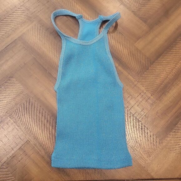 Free People Happiness Runs Lurex Tank Blue XS/S - Picture 3 of 6